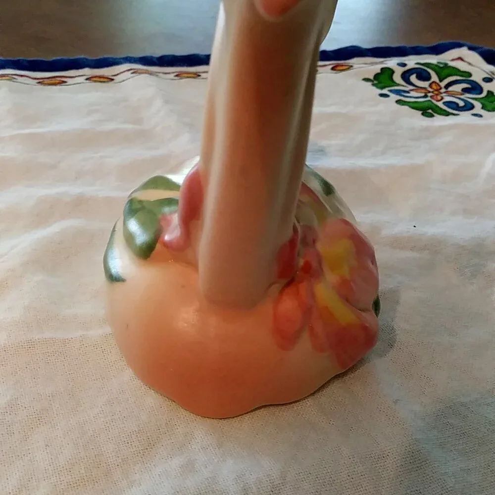 Vintage 1930s Camark Pottery Twin Candle Holder – Pink Iris Floral Art Deco US